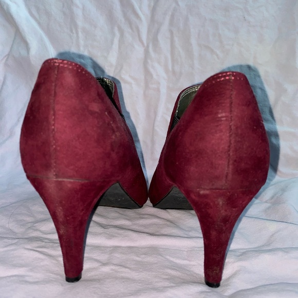 Burgundy Suede Red Mazzini Heeled Boots - Picture 5 of 5